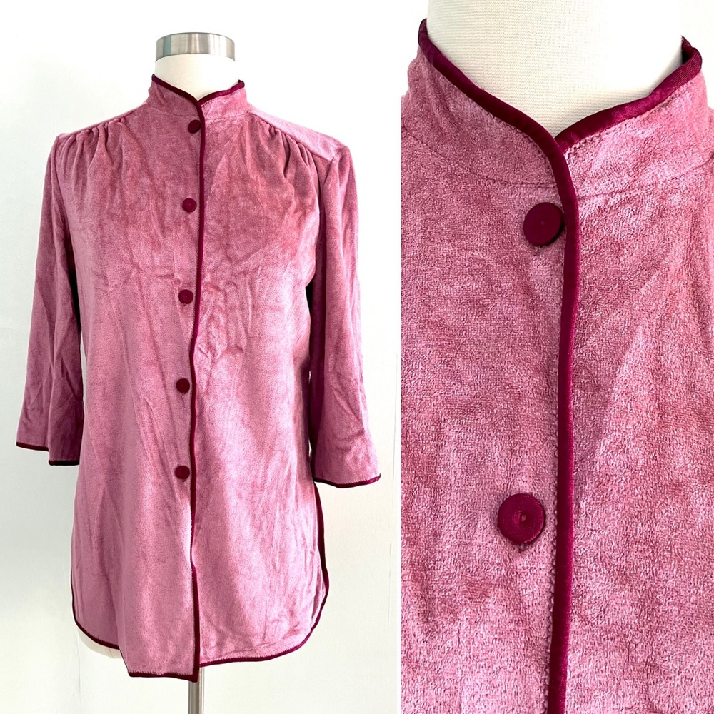 Vintage 70’s velour mauve purple De Weese Swim & Sun tunic top shirt topper